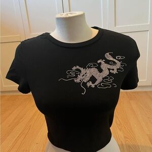Black Dragon Embroidered Women's Top